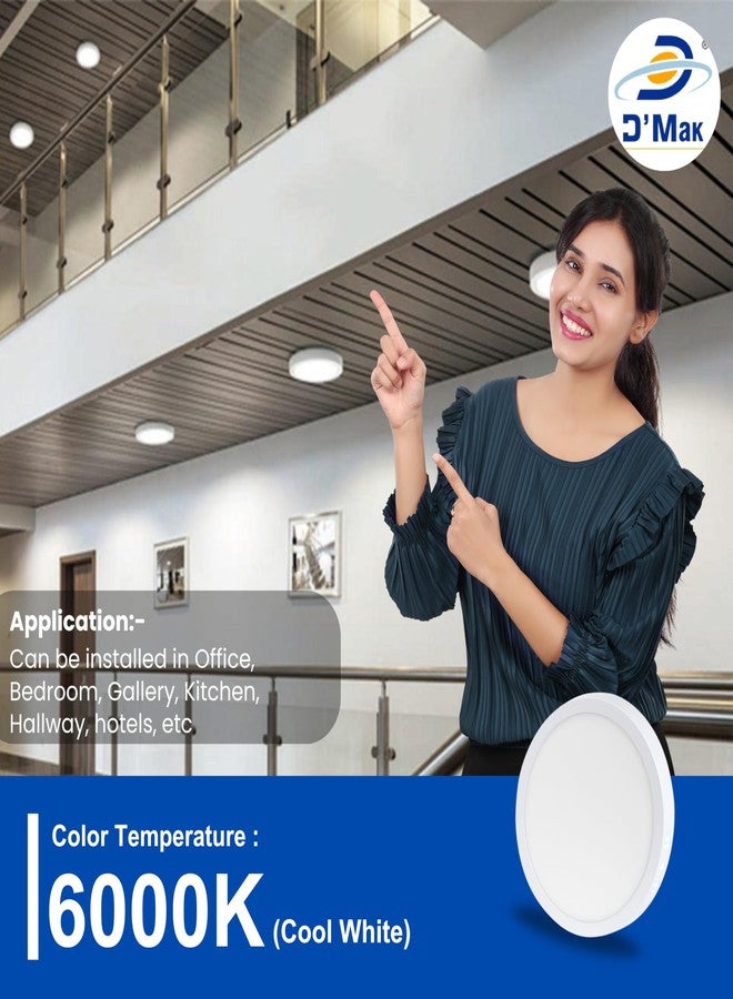 D'Mak Aluminium 12 Watts Round Led Surface Panel Light with Ip50 Dust Proof Cool White (Pack of 1) - Image 5